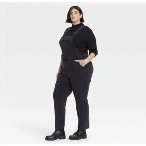 Ava & Viv 16W Women's High Rise Black Denim Overalls
